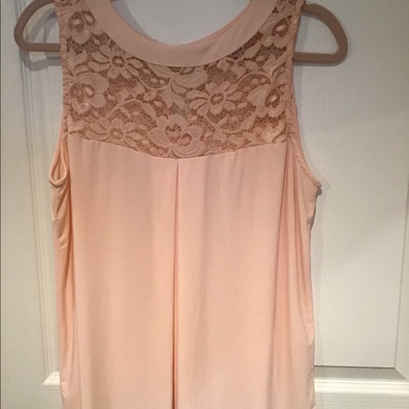 Faith and Joy pink dress tank with lace. - Picture 2 of 3